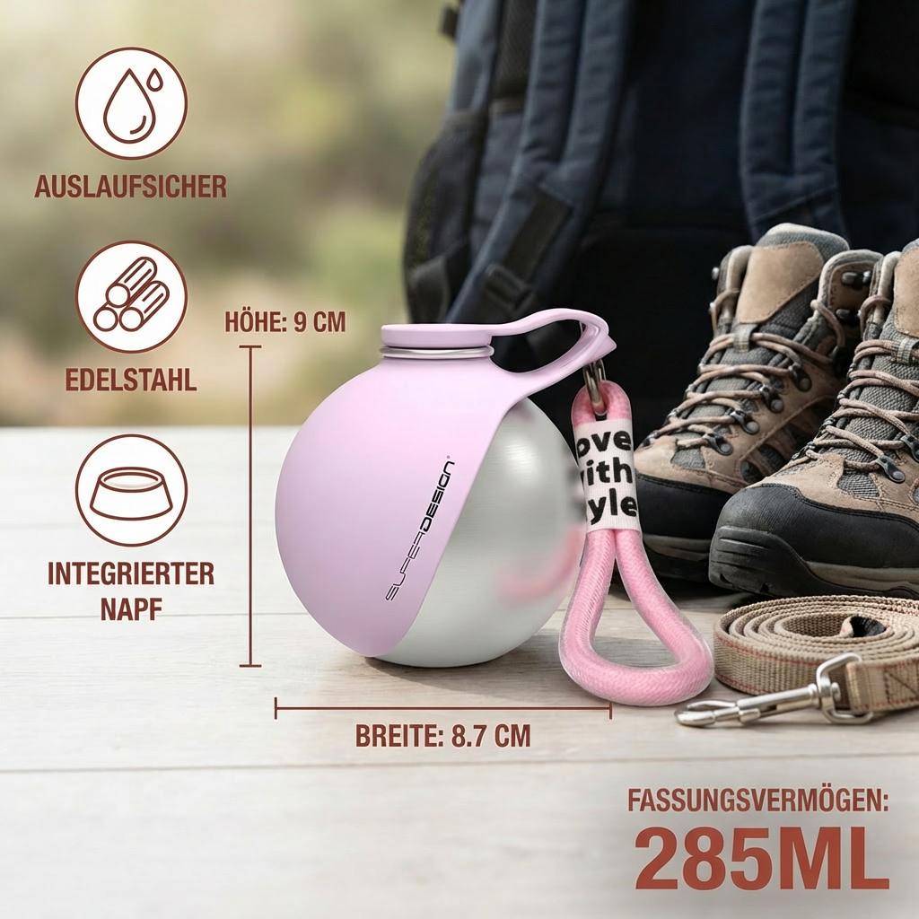 2-in-1 Dog Travel Water Bottle with Silicone Bowl