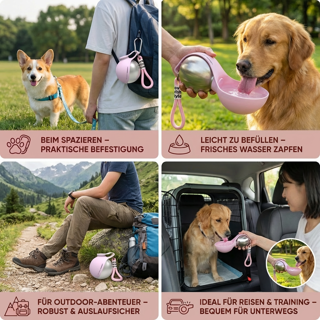 2-in-1 Dog Travel Water Bottle with Silicone Bowl