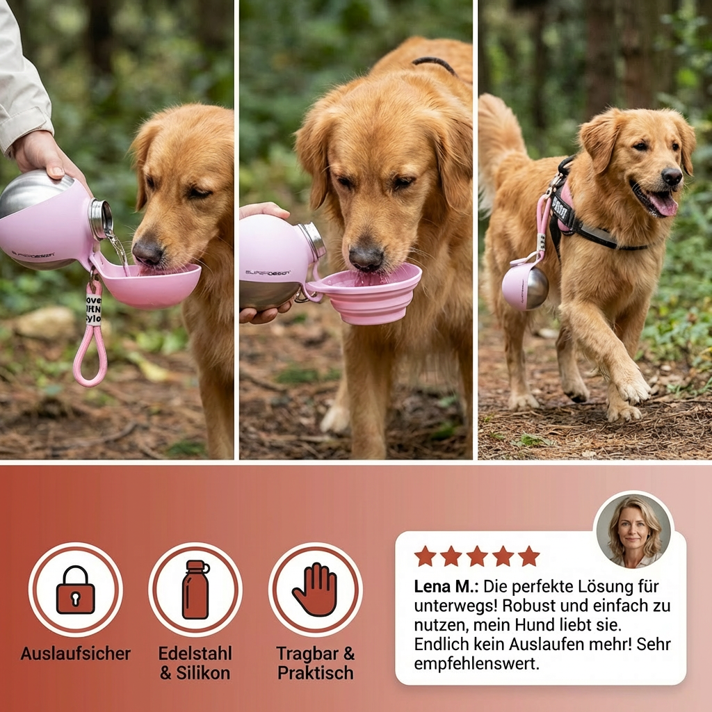 2-in-1 Dog Travel Water Bottle with Silicone Bowl