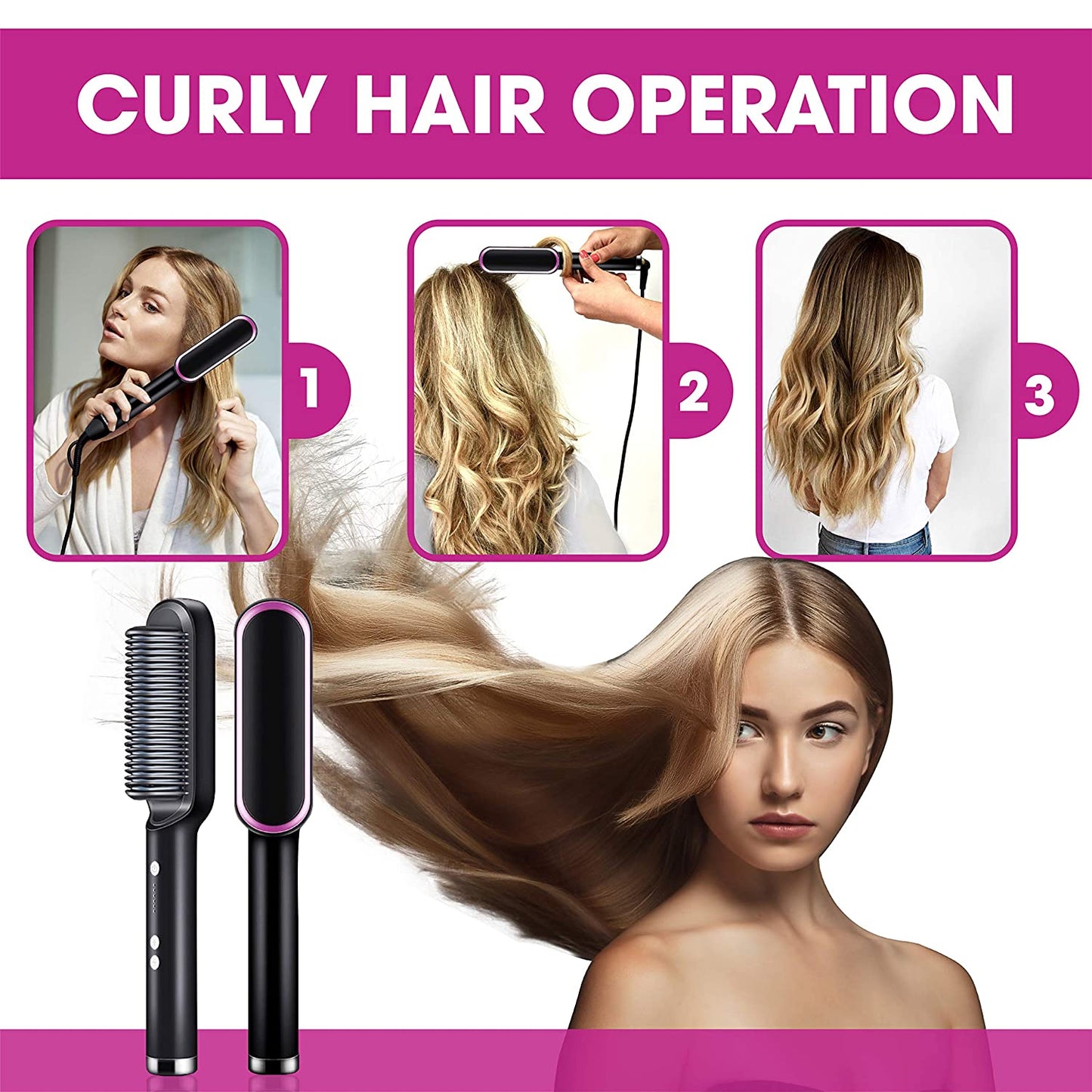 2-in-1 Nano-Titanium Hair Straightener Brush