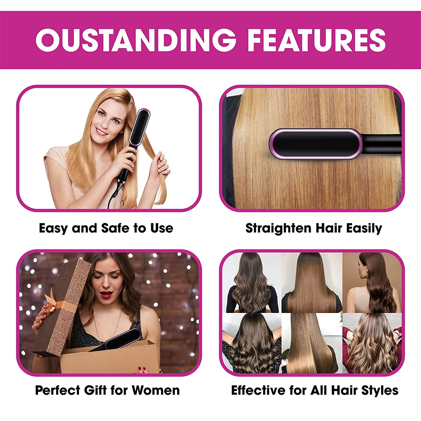 2-in-1 Nano-Titanium Hair Straightener Brush