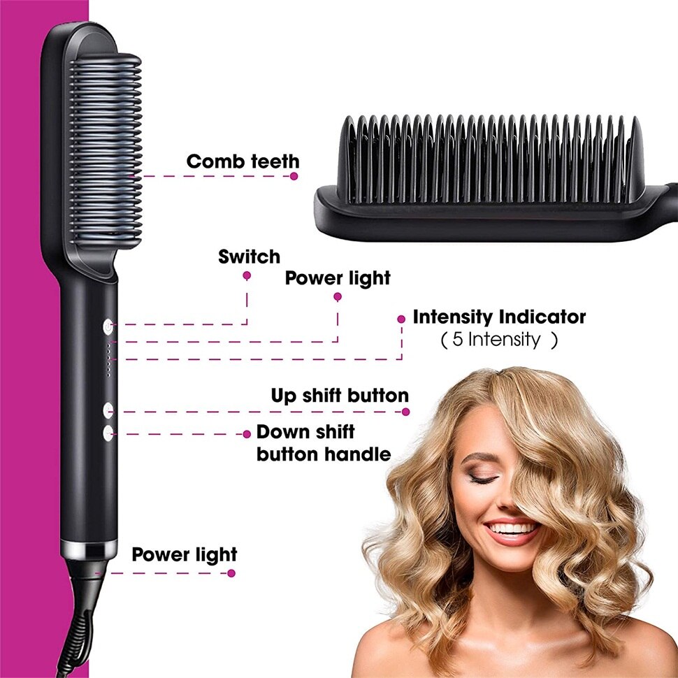 2-in-1 Nano-Titanium Hair Straightener Brush