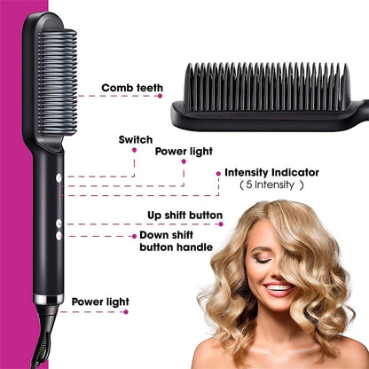 2-in-1 Nano-Titanium Hair Straightener Brush