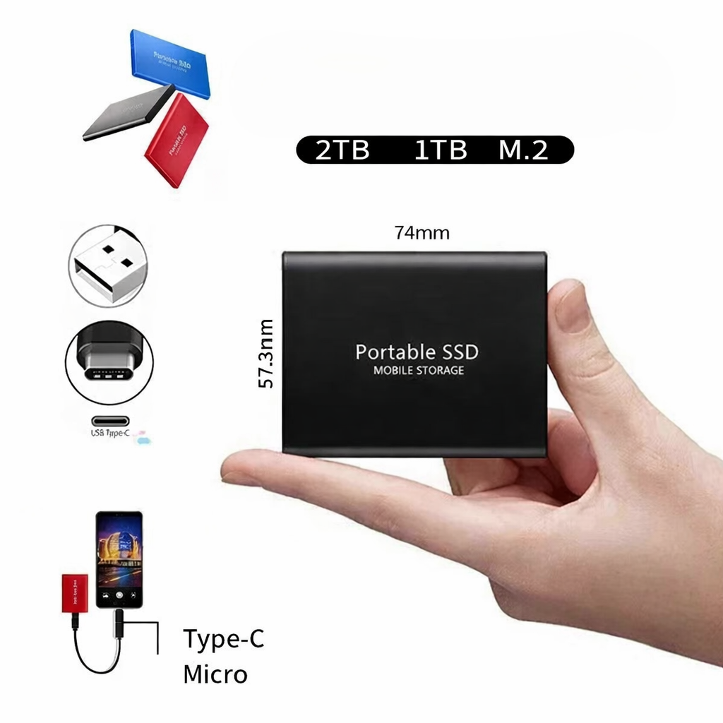 2TB Portable External Solid State Drive (SSD)