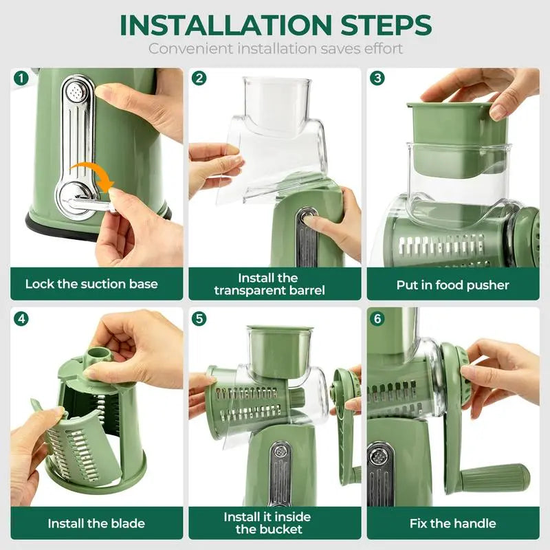 5-Blade Rotary Grater with Suction Cup Base