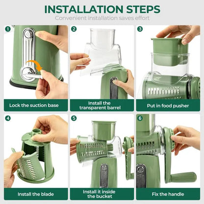 5-Blade Rotary Grater with Suction Cup Base