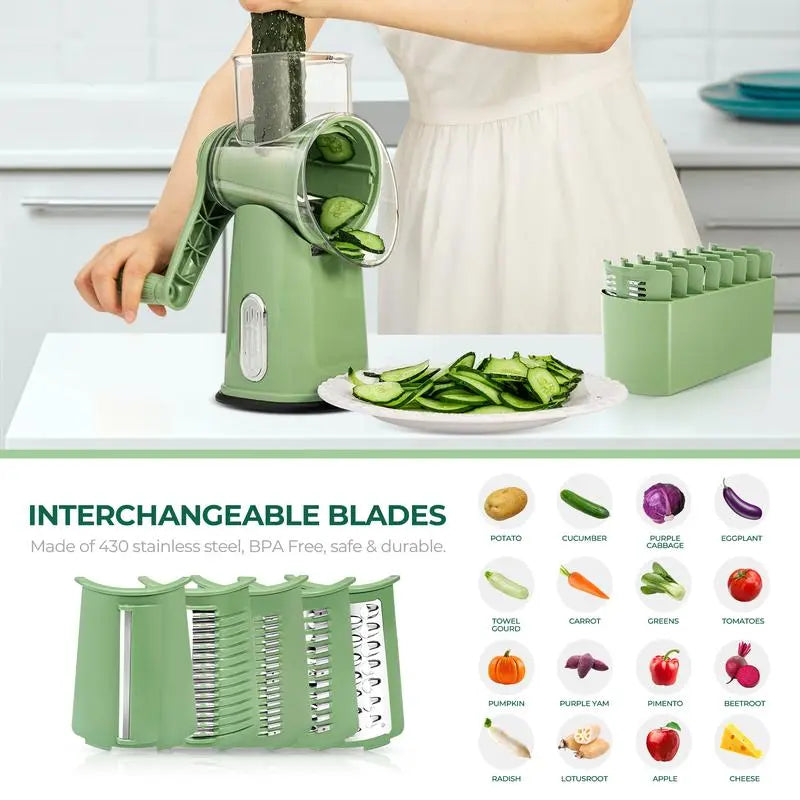 5-Blade Rotary Grater with Suction Cup Base
