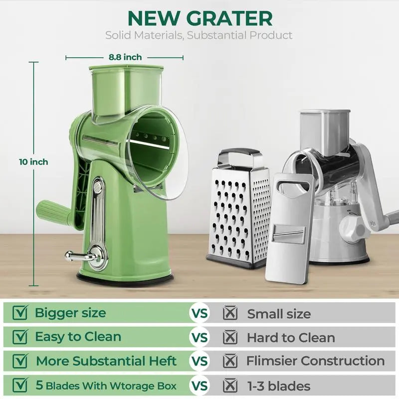 5-Blade Rotary Grater with Suction Cup Base