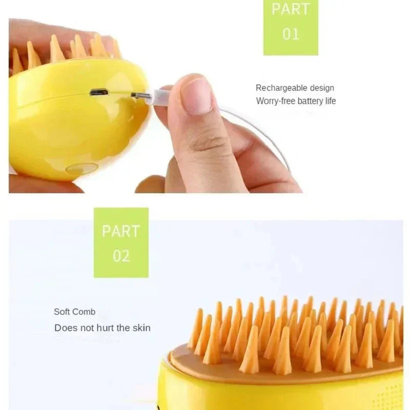 3-in-1 Cat Grooming Brush with Steam Function