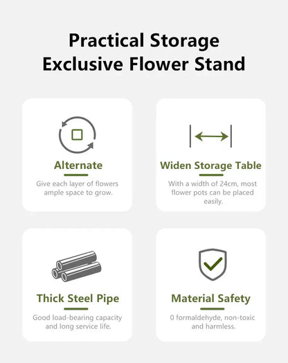 5-Tier Plant Stand with Wood Shelves and Metal Frame
