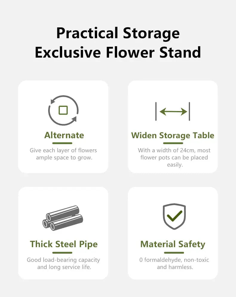 5-Tier Plant Stand with Black Metal Frame and Wood Shelves