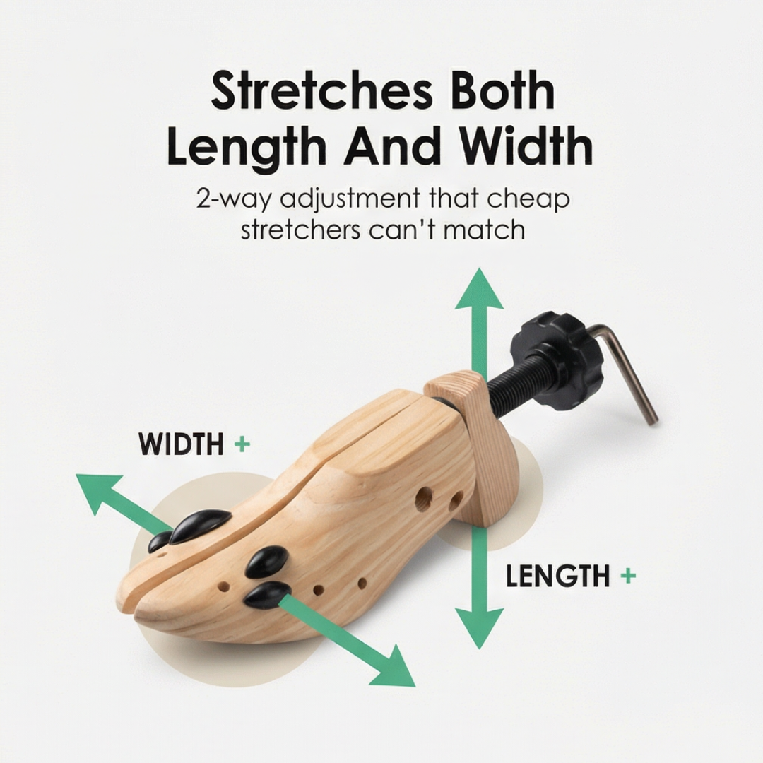 2-Way Wooden Shoe Stretcher with Ball Support