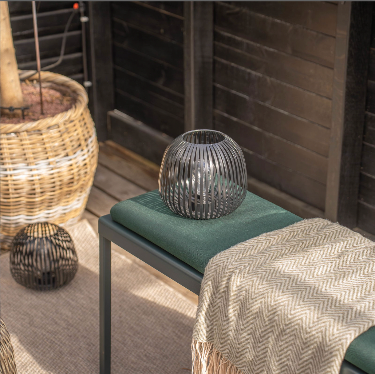 Solar Metal Lantern 20cm - Warm White Outdoor Light
