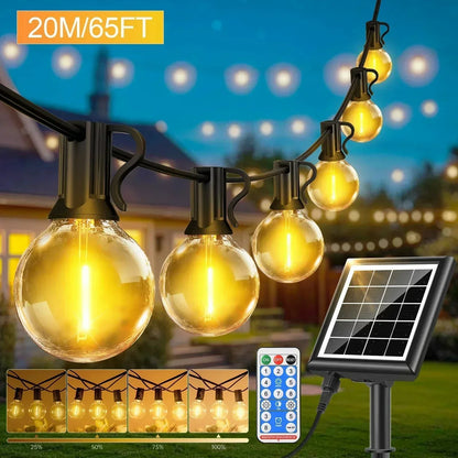 20m Solar LED String Lights for Outdoor Spaces