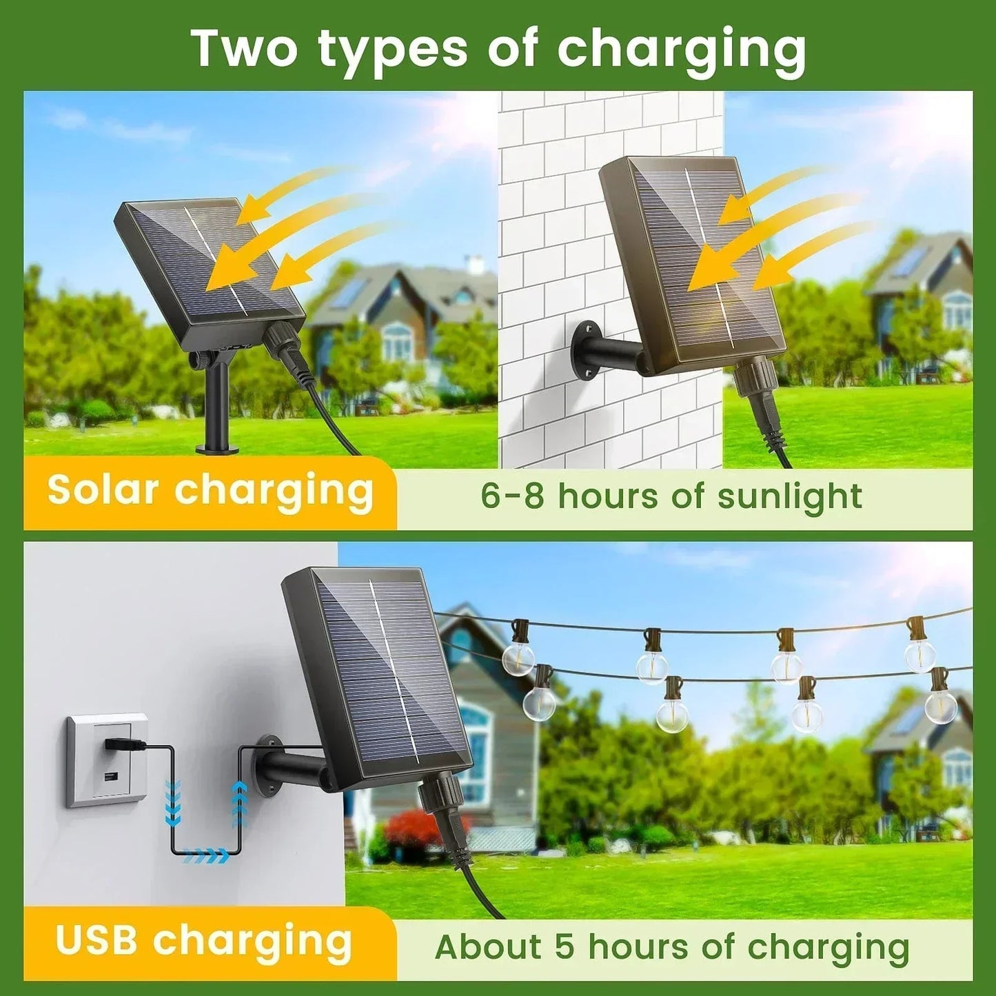 20m Solar LED String Lights for Outdoor Spaces