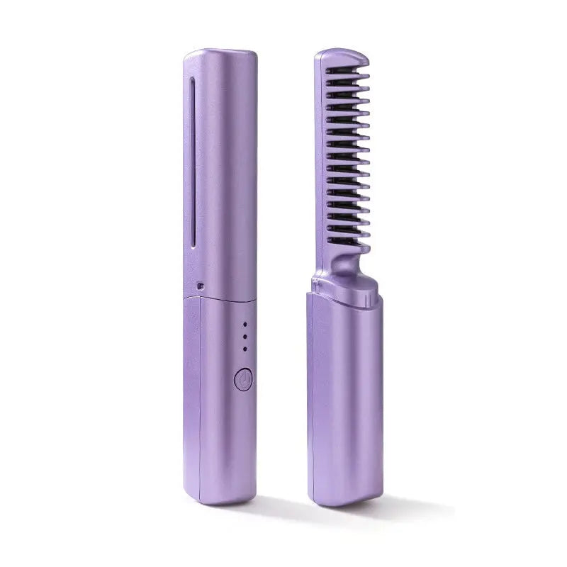 2-in-1 Hair Straightening Brush - Travel Styling Tool