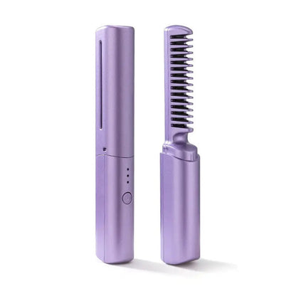 2-in-1 Hair Straightening Brush - Travel Styling Tool