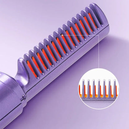 2-in-1 Hair Straightening Brush - Travel Styling Tool
