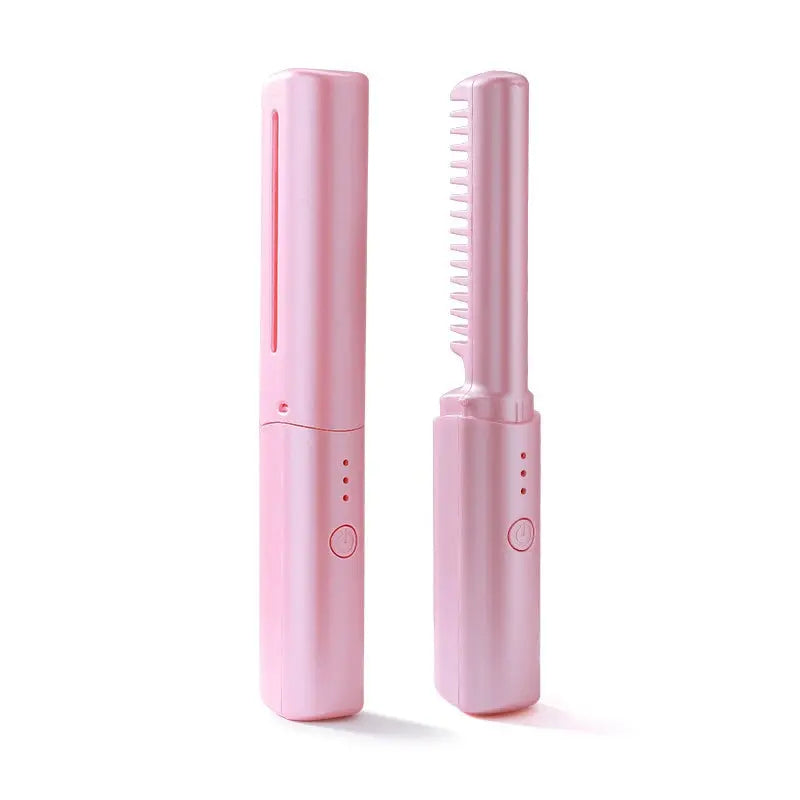 2-in-1 Hair Straightening Brush - Travel Styling Tool