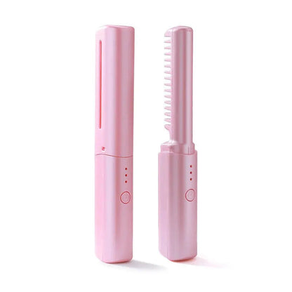 2-in-1 Hair Straightening Brush - Travel Styling Tool