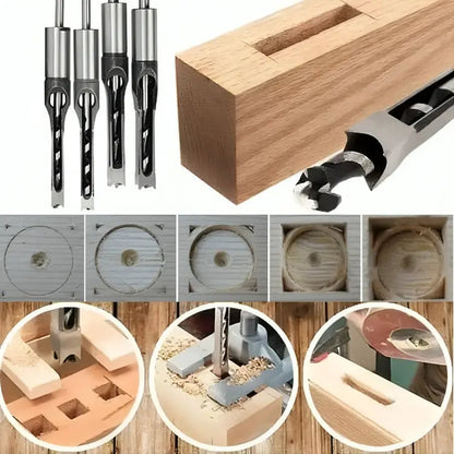 4-Piece Square Tenon Drill Bit Set for Woodworking