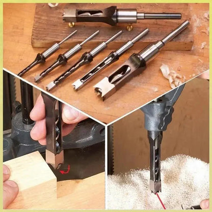4-Piece Square Tenon Drill Bit Set for Woodworking