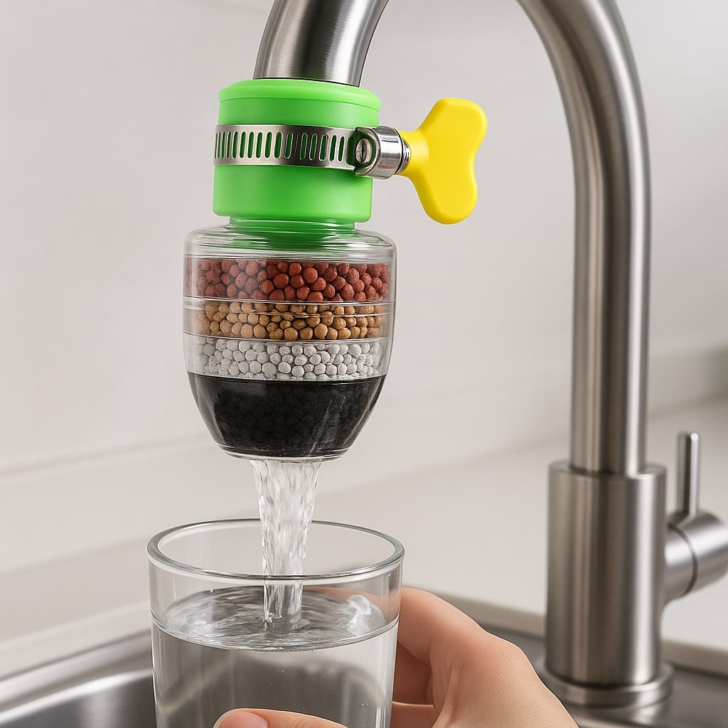 5-Layer Faucet Water Filter for Chlorine & Limescale