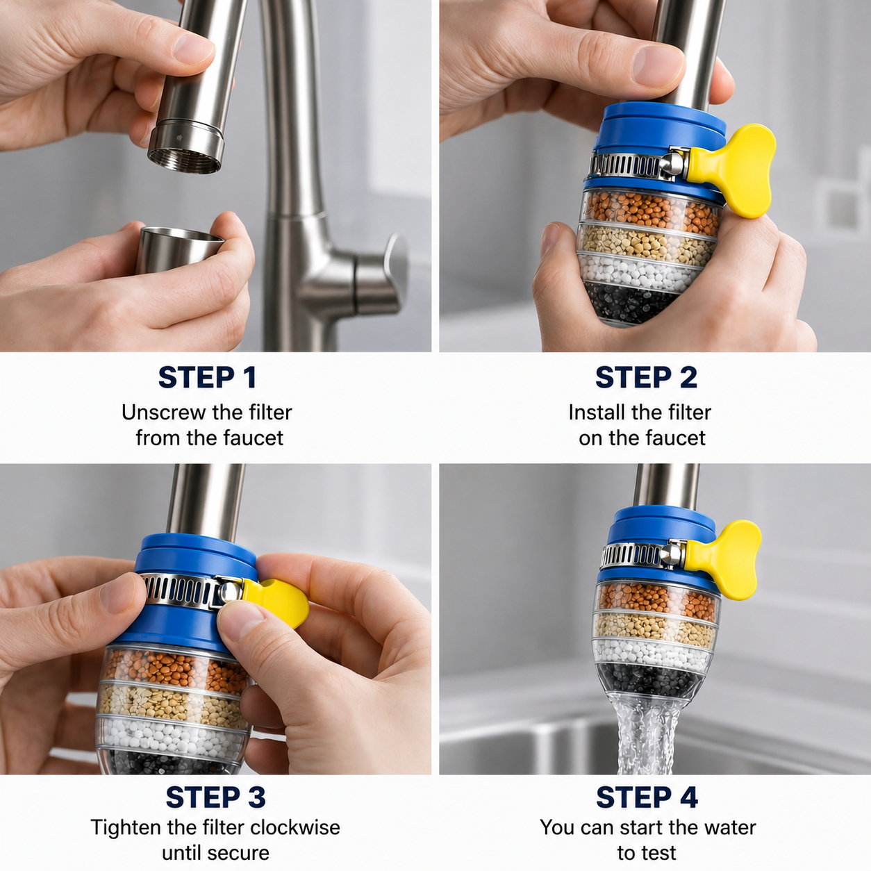 5-Layer Faucet Water Filter for Chlorine & Limescale