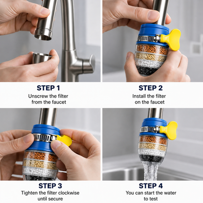 5-Layer Faucet Water Filter for Chlorine & Limescale