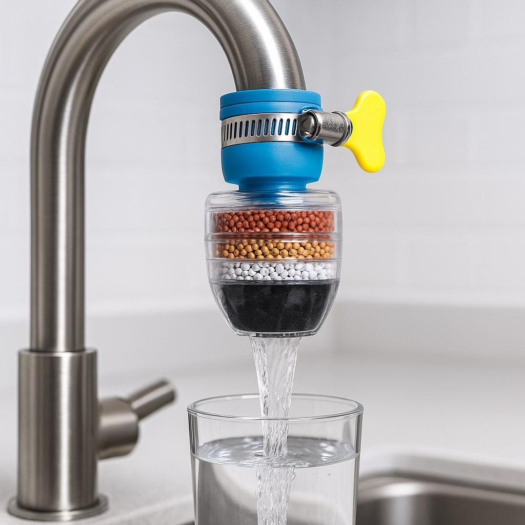 5-Layer Faucet Water Filter for Chlorine & Limescale