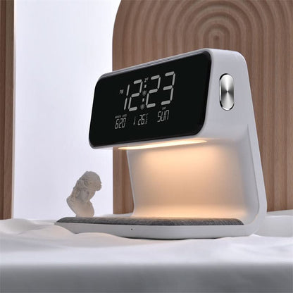 3-in-1 LCD Alarm Clock with Wireless Charger and LED Lamp