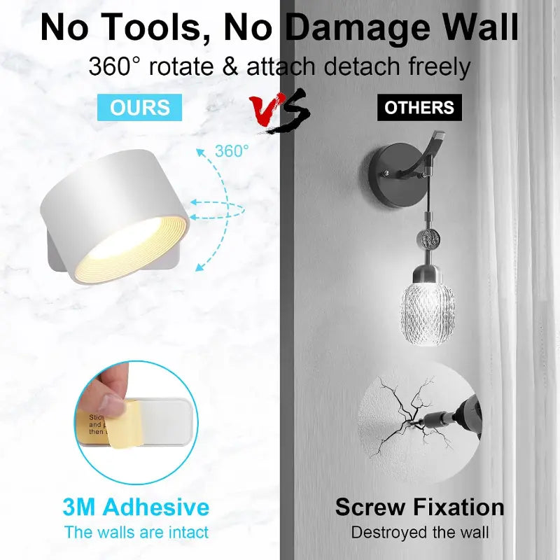 360 Swivel Rechargeable LED Wall Light with Touch