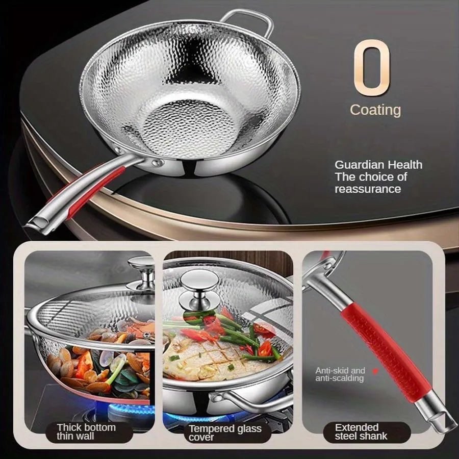 30cm Titanium Round-Bottom Wok, Induction Ready
