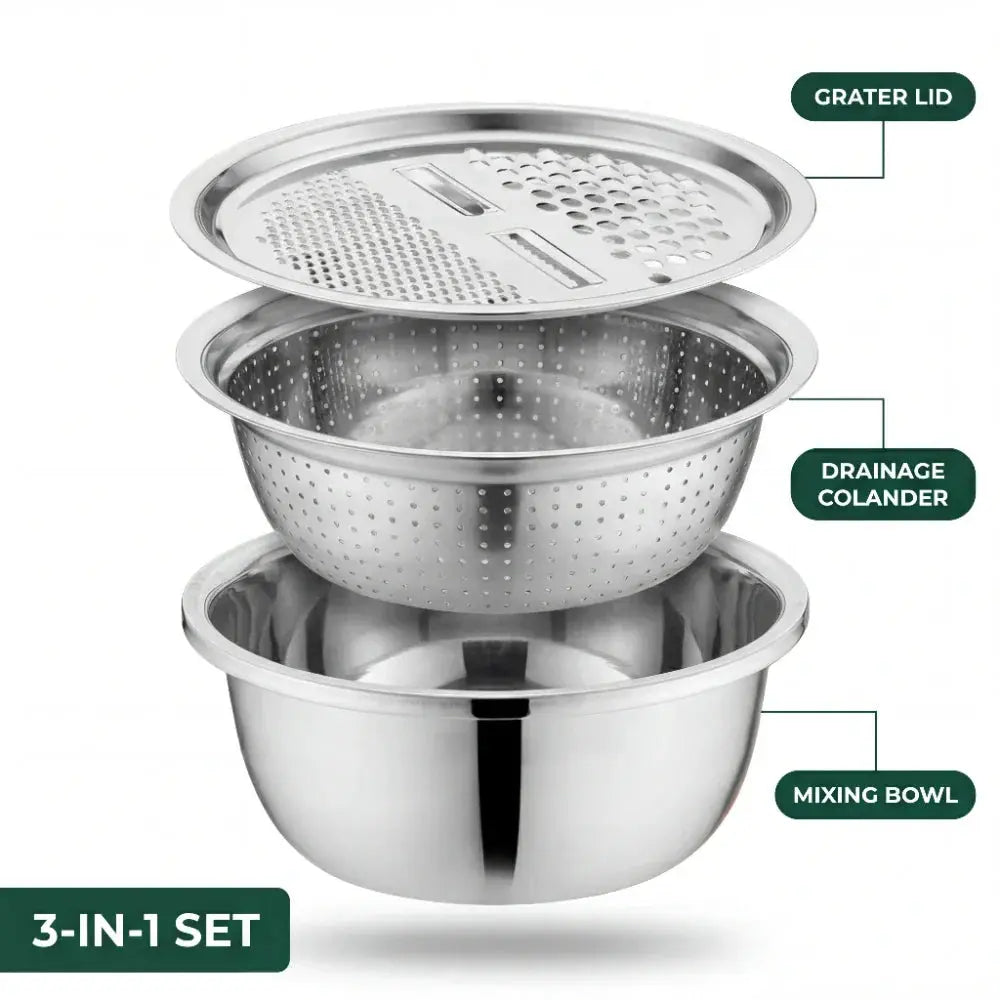 3-in-1 Batter Bowl Set with Grater & Strainer Lid