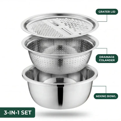 3-in-1 Batter Bowl Set with Grater & Strainer Lid