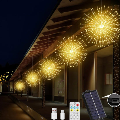 200 LED Solar String Lights - Firework Starburst