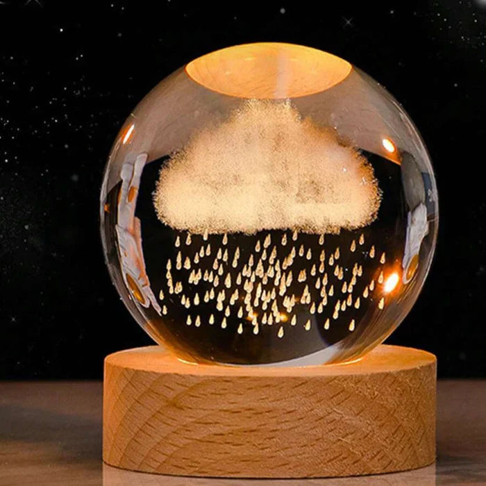 3D Crystal Globe Lamp with Warm LED Night Glow