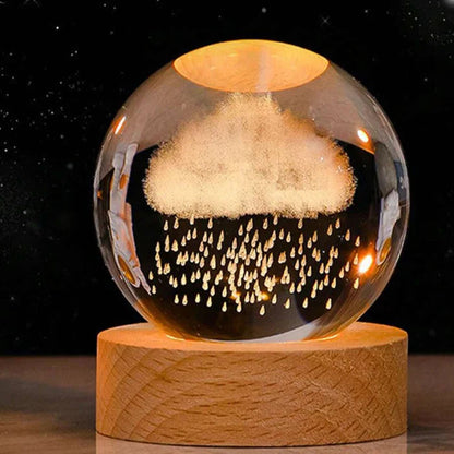 3D Crystal Globe Lamp with Warm LED Night Glow