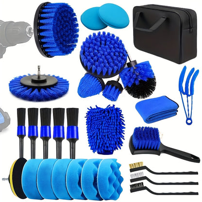 28-Piece Car Wash Brush Set with Drill Attachments