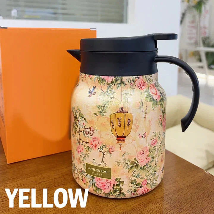 1L Insulated Floral Jug - Stainless Steel Push-Button