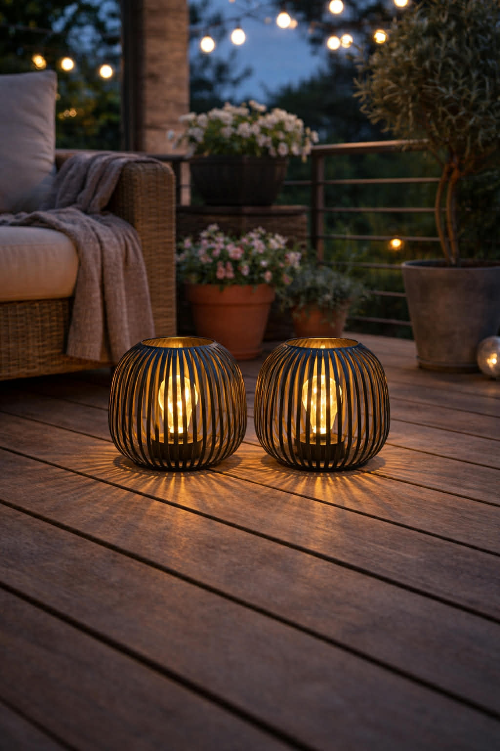 Solar Metal Lantern 20cm - Warm White Outdoor Light