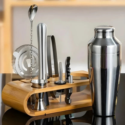 10-Piece Cocktail Bar Set with Bamboo Stand