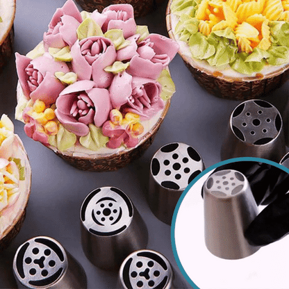 12-Piece Tulip Piping Tip Set with Silicone Bag