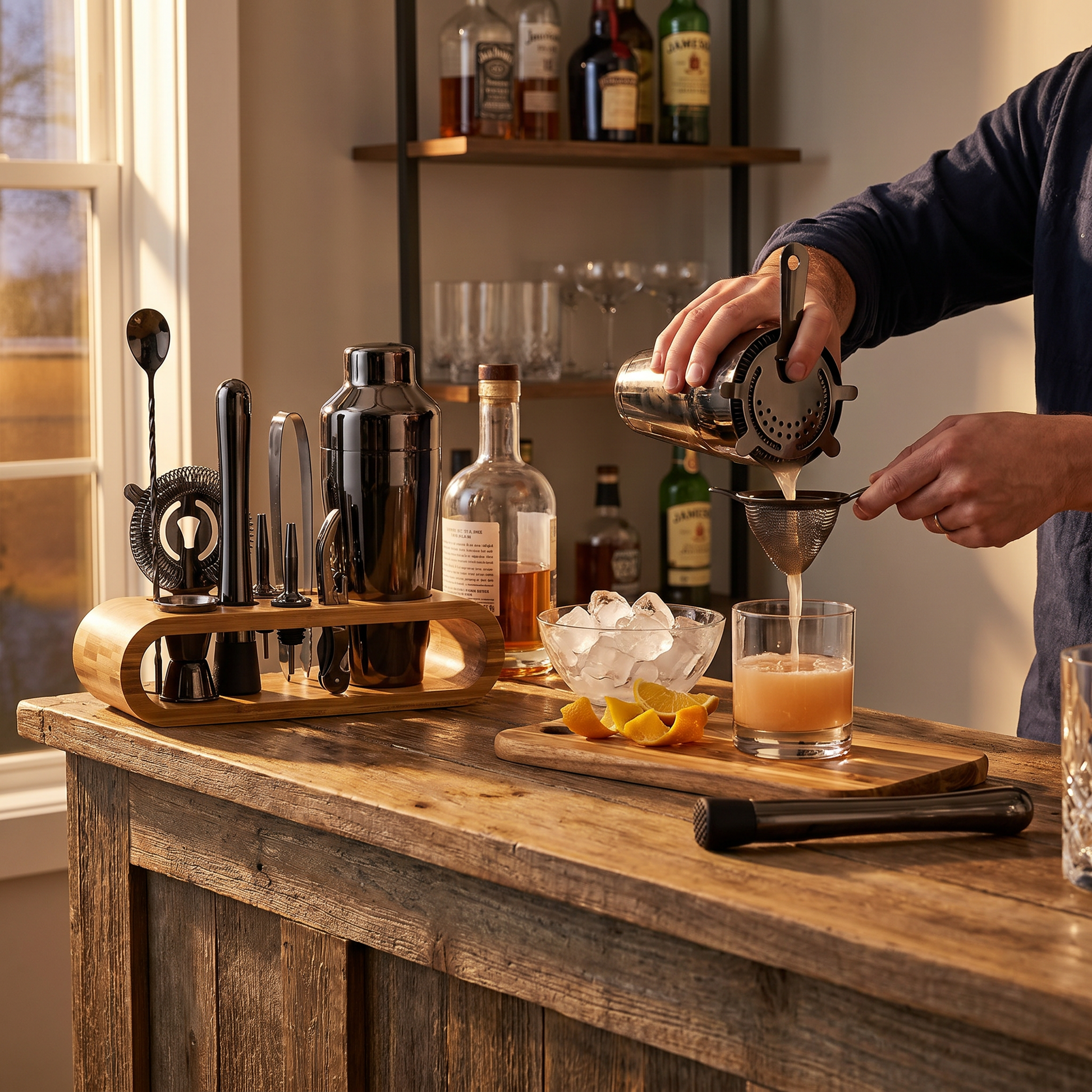 10-piece Drinkware Set | Bamboo Stand | Bar Accessories | MixBar - lifestyle