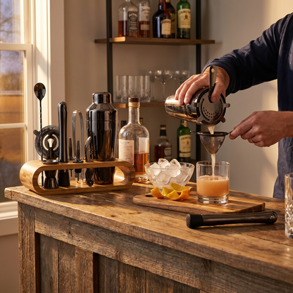 10-piece Drinkware Set | Bamboo Stand | Bar Accessories | MixBar - lifestyle