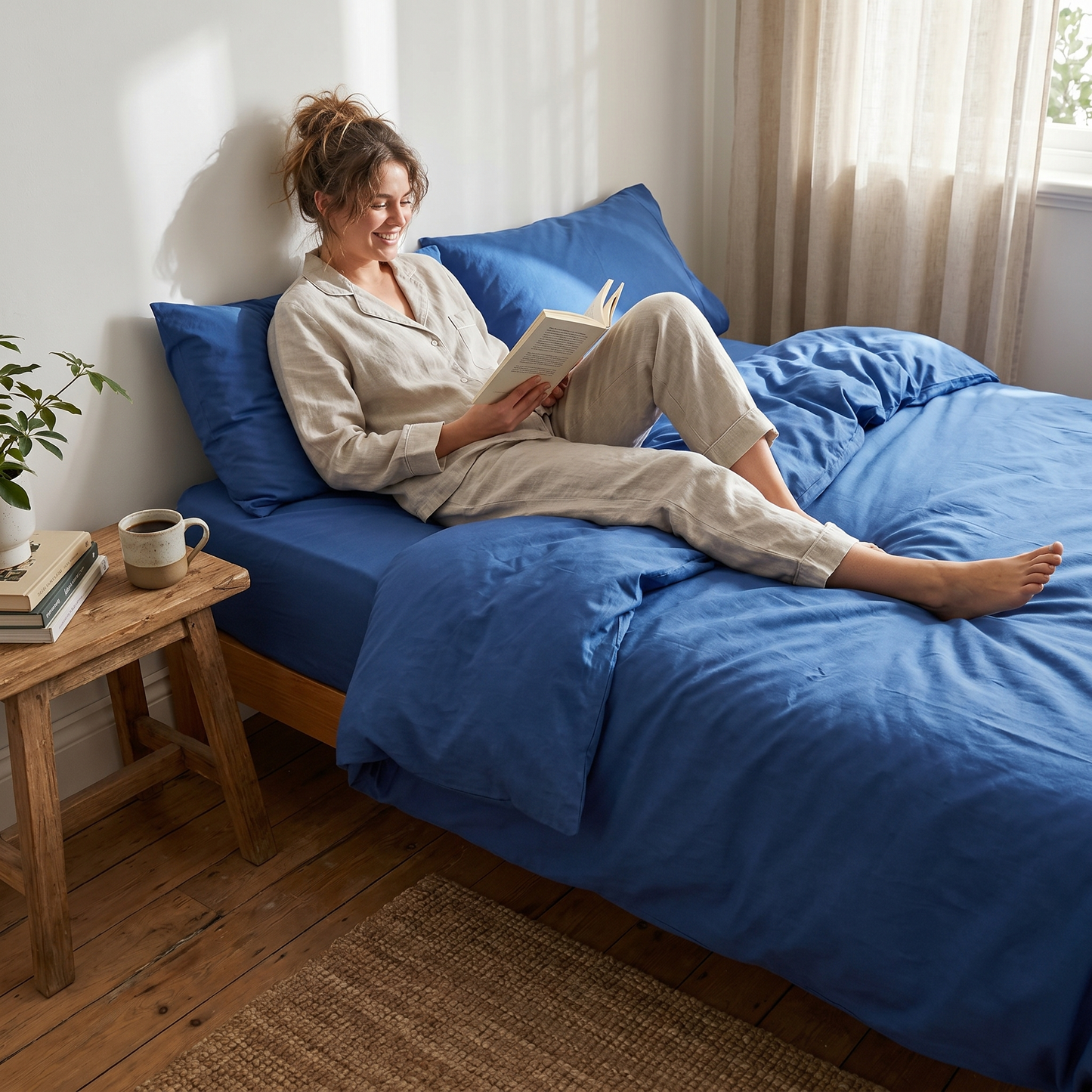 100% Cotton Satin Fitted Bed Sheet - lifestyle