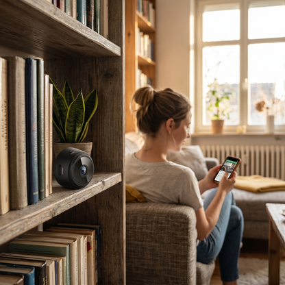 1080p HD Mini Surveillance Camera with Wi-Fi, Motion Detection & Night Vision - lifestyle