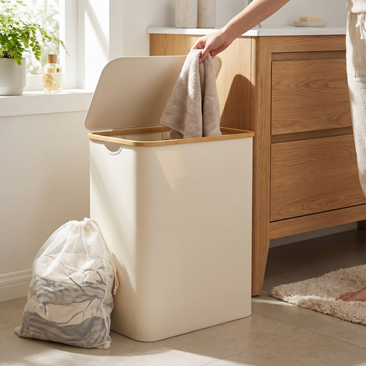 150L Laundry Basket with Lid | Contemporary Design - lifestyle