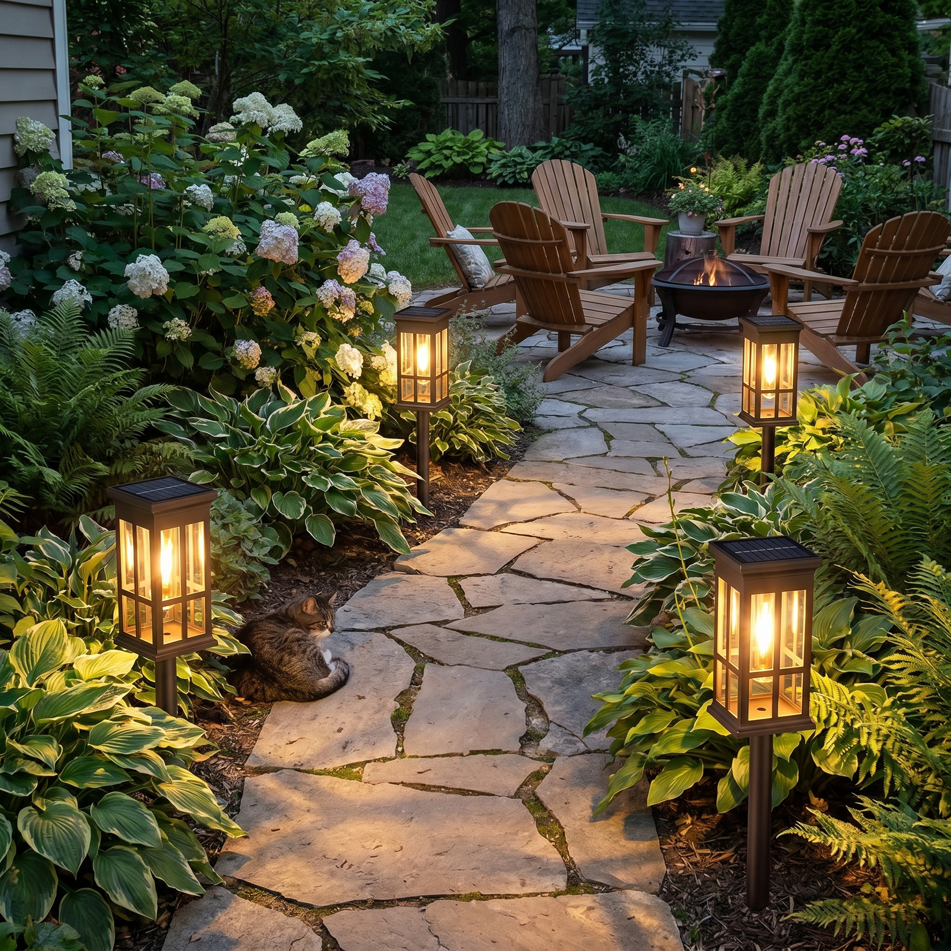 2-Pack LED Lantern Style Solar Pathway Lights – Filament Appearance - lifestyle