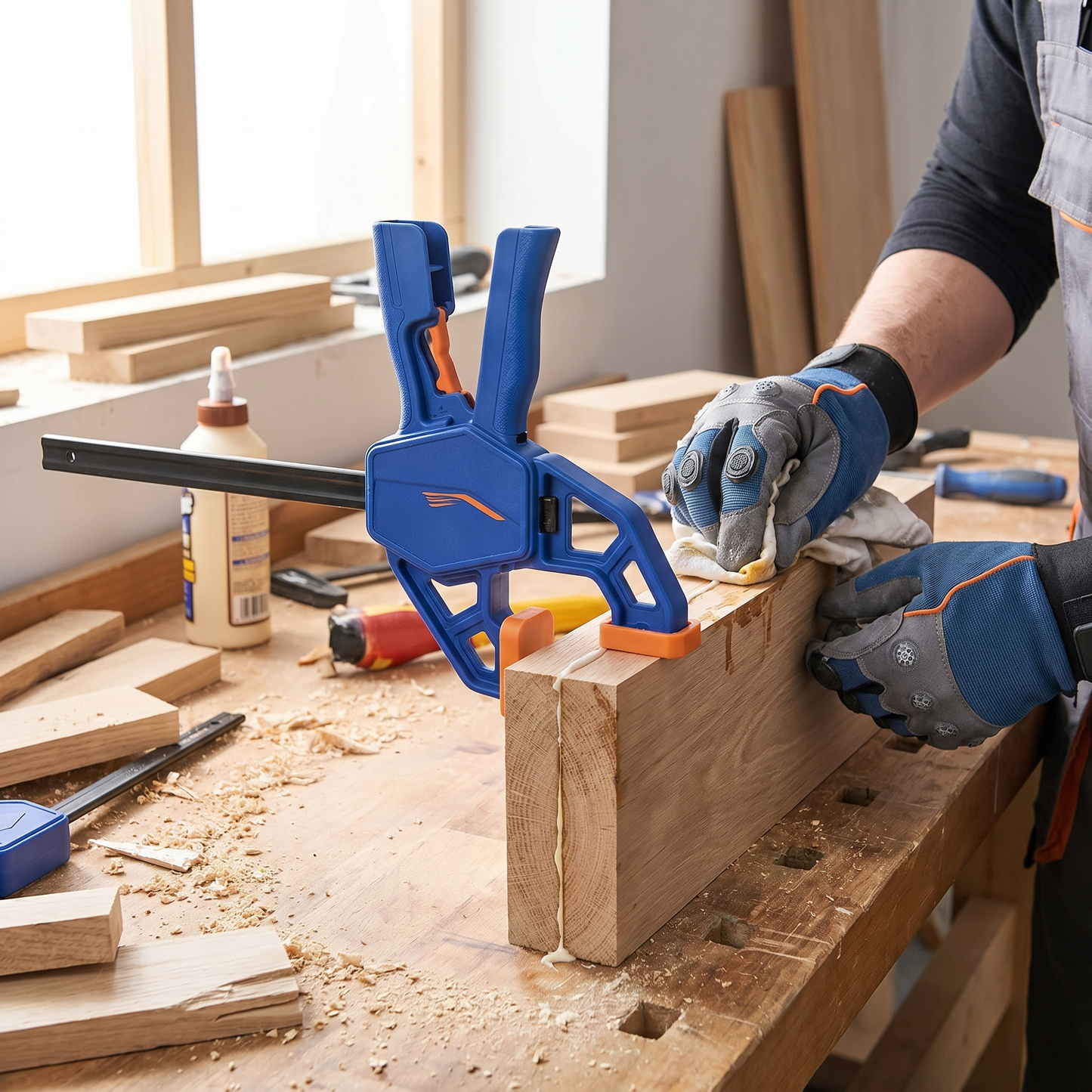 2-Piece F-Clamps Set | One-Hand Operation | Secure Grip for Clamping - lifestyle